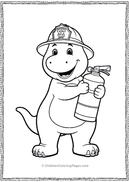 Barney As A Firefighter Holding A Fire Extinguisher Free PDF Printable