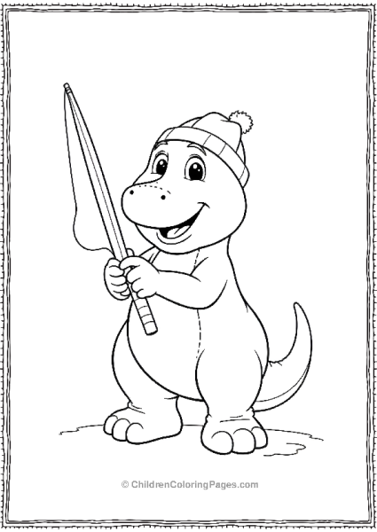 Barney As A Fisherman Holding A Fishing Rod Free PDF Printable