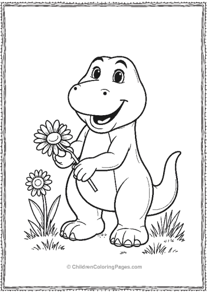 Barney As A Gardener Planting Flowers Minimalist Drawing Free PDF Printable