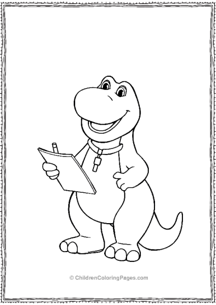 Barney As A Journalist With A Notepad And Pen Free PDF Printable