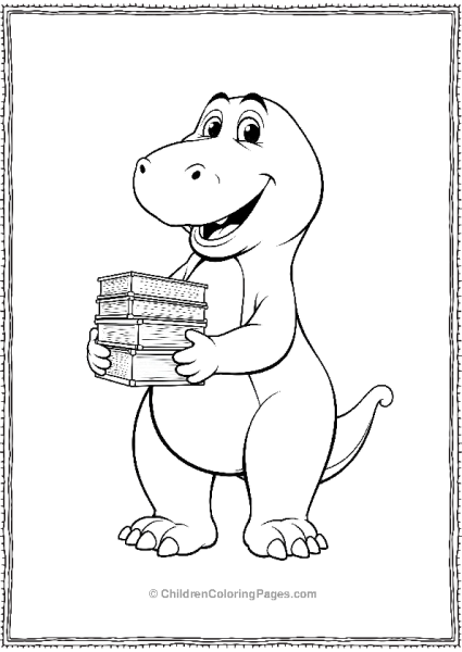 Barney As A Librarian Holding Books Free PDF Printable