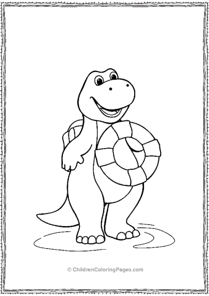 Barney As A Lifeguard Holding A Rescue Buoy Free PDF Printable