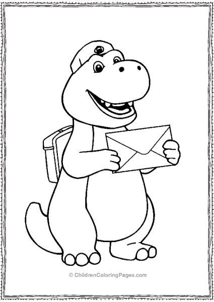 Barney As A Mail Carrier Holding An Envelope Free PDF Printable