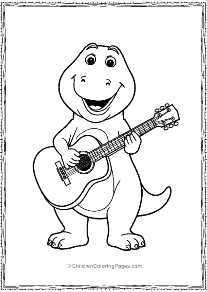 Barney As A Musician With A Guitar Minimalist Detail Free PDF Printable