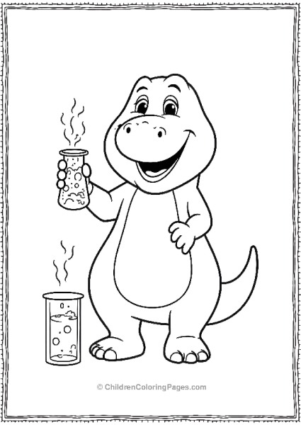 Barney As A Scientist Mixing A Potion In A Test Tube Free PDF Printable