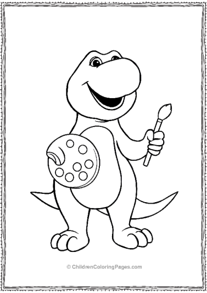 Barney As An Artist Holding A Paint Palette And Brush Free PDF Printable