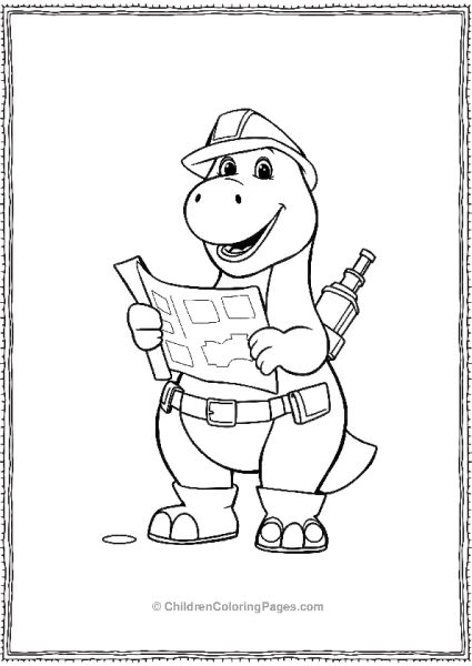 Barney As An Engineer With Blueprints In Hand Mini Free PDF Printable