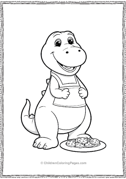 Barney Baking Cookies Wearing An Apron Minimalist Free PDF Printable