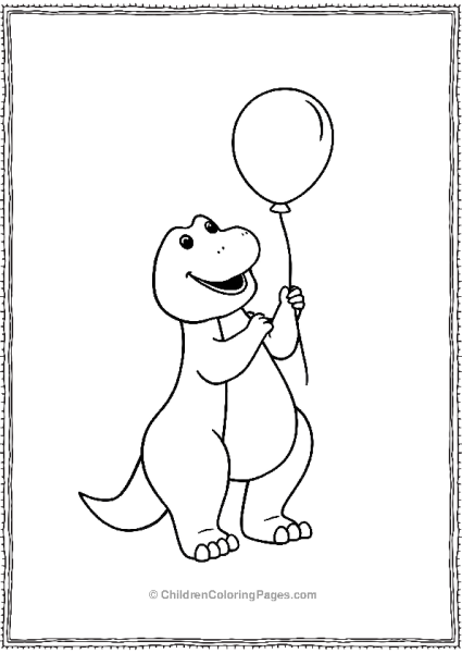 Barney Blowing Up A Balloon For A Party Free PDF Printable