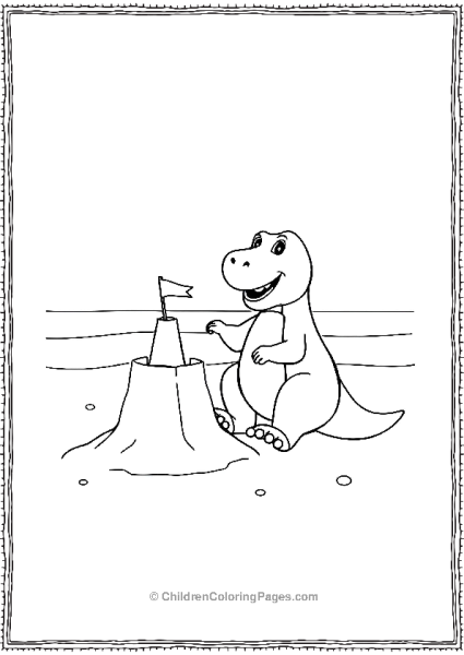 Barney Building A Sandcastle At The Beach Free PDF Printable