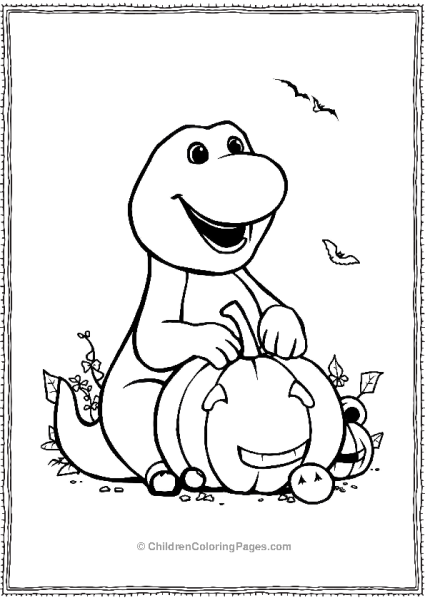 Barney Carving A Pumpkin For Halloween Minimalist Free PDF Printable