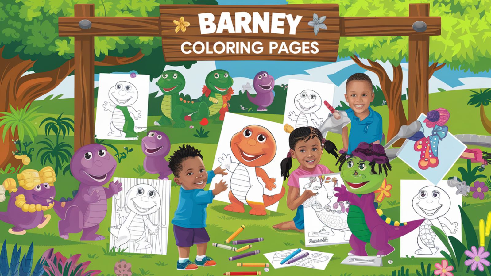 Barney Coloring Pages- Free Printable PDFs For Children 🦖