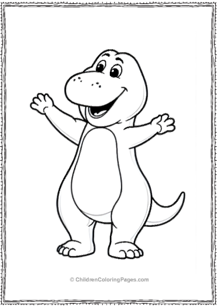 Barney Doing Morning Stretches Minimalist Details Free PDF Printable