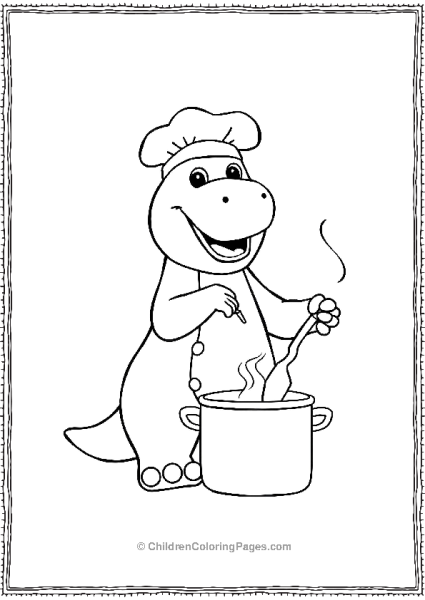 Barney Dressed As A Chef Stirring A Pot Free PDF Printable