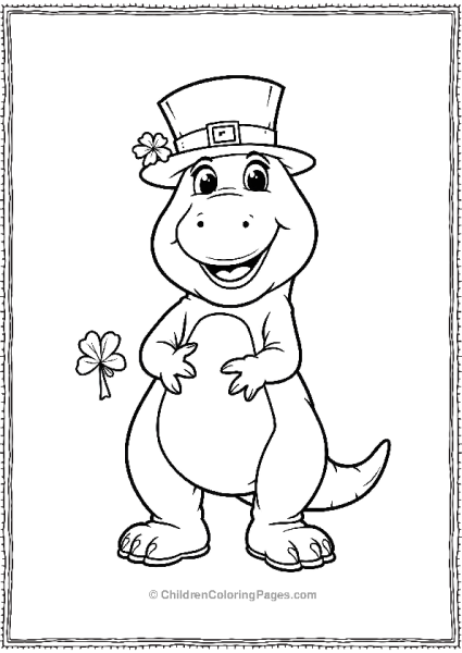 Barney Dressed As A Leprechaun For Saint Patricks Day Free PDF Printable