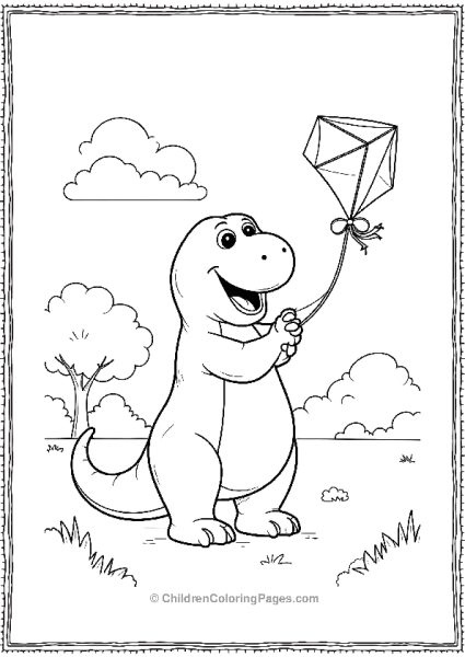 Barney Flying A Kite In A Park With Minimalist Details Free PDF Printable