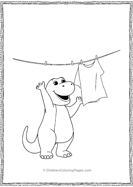 Barney Hanging Clothes To Dry Minimalist Details Free PDF Printable