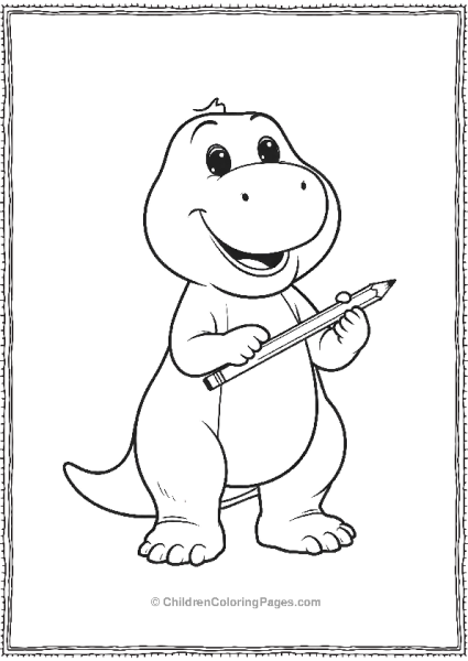 Barney Helping With Homework Holding A Pencil Free PDF Printable