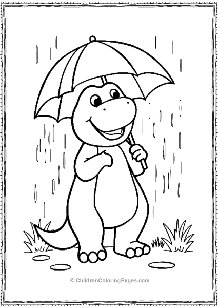 Barney Holding An Umbrella In The Rain Minimalist Free PDF Printable