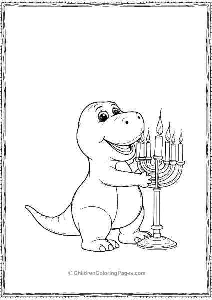 Barney Lighting A Menorah For Hanukkah Minimalist Free PDF Printable