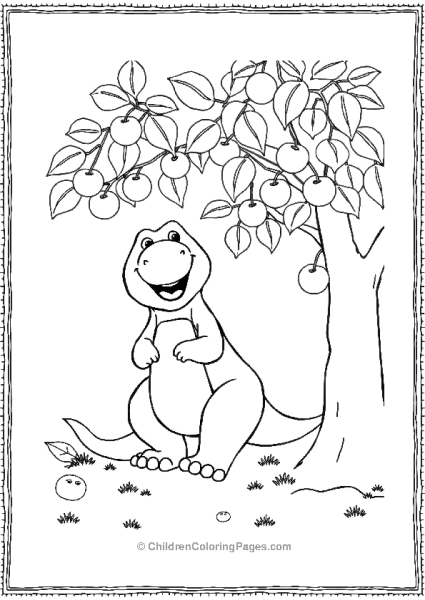 Barney Picking Apples From A Tree Minimalist Detail Free PDF Printable