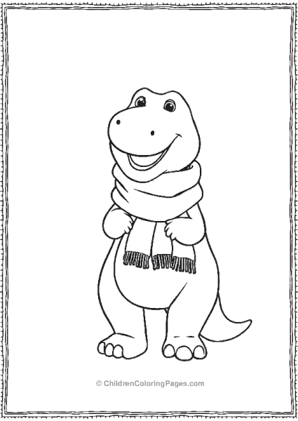 Barney Putting On A Warm Scarf Minimalist Details Free PDF Printable