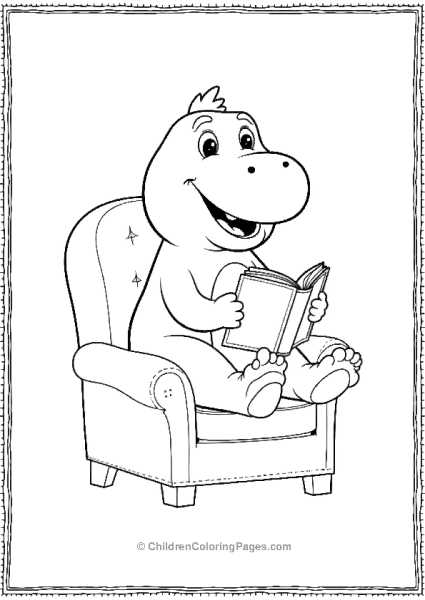 Barney Reading A Book In A Cozy Chair Minimalist Design Free PDF Printable