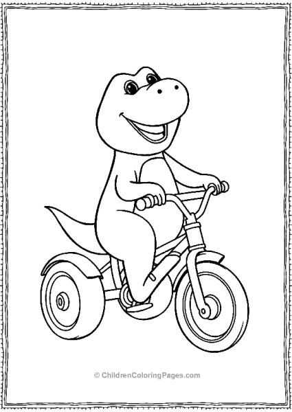 Barney Riding A Tricycle Minimalist Details Outline Free PDF Printable