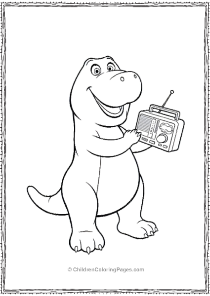 Barney Singing Along With A Radio Minimalist Detail Free PDF Printable