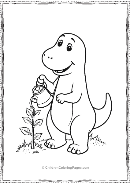 Barney Watering A Small Plant Minimalist Details Free PDF Printable