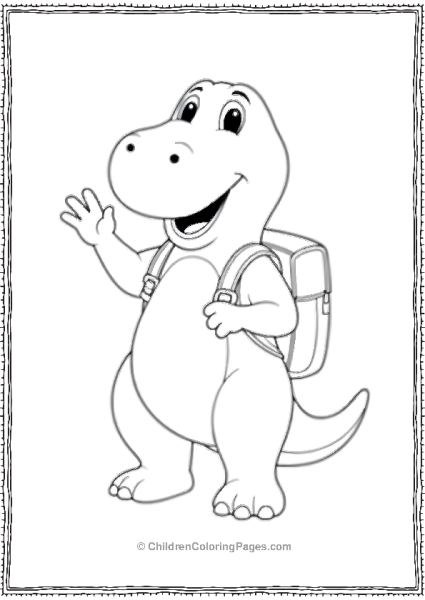 Barney Waving Goodbye With A Backpack Free PDF Printable