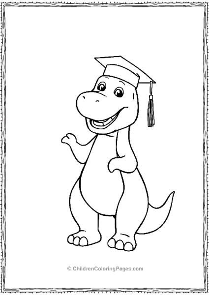 Barney Wearing A Graduation Cap For Graduation Day Free PDF Printable