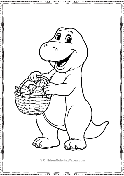 Barney With A Basket Of Easter Eggs Minimalist Detail Free PDF Printable