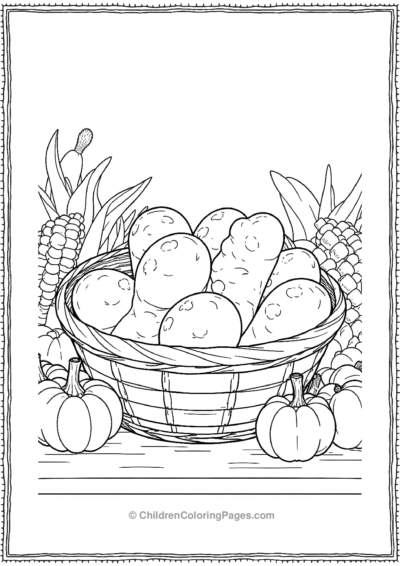 Basket-Of-Bread-Rolls-Surrounded-By-Autumn-Vegetables Free PDF Printable