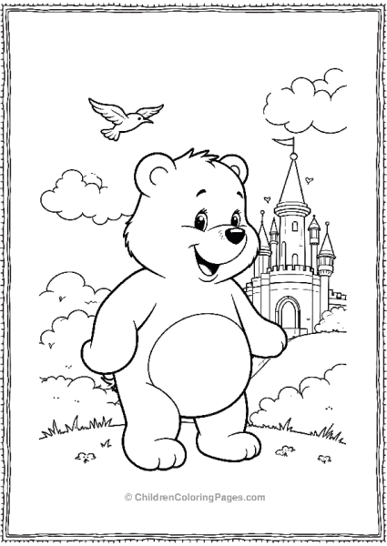 Bear And Castle Coloring Page Free PDF Printable