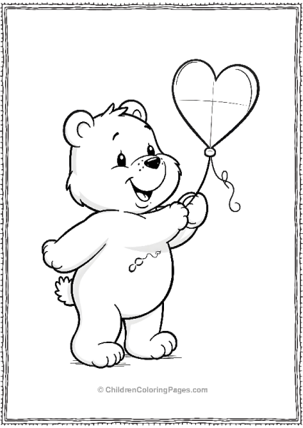 Bear Holding A Heart Balloon Free PDF Printable