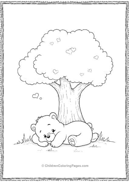 Bear Sleeping Under A Tree Free PDF Printable