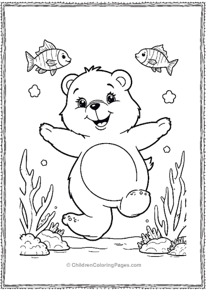 Bear Swimming With Fish Free PDF Printable