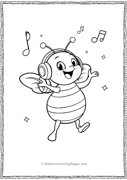 Bee Dancing To Music With Headphones On Free PDF Printable