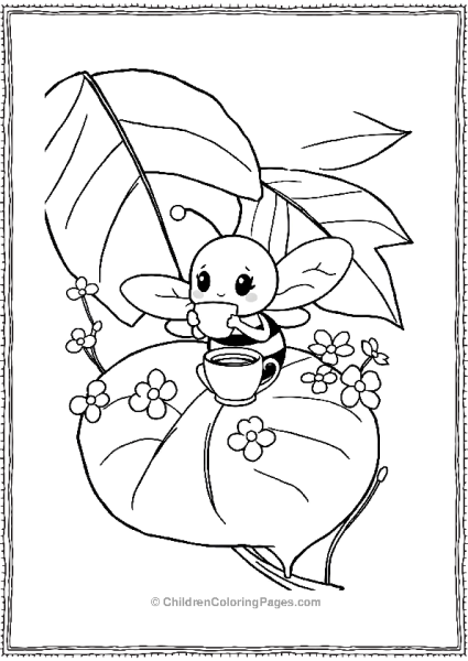 Bee Drinking Tea On A Leaf Free PDF Printable