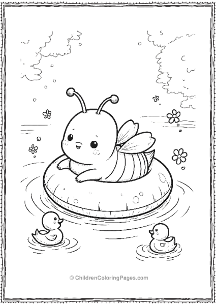 Bee Floats In Pool With Ducks Free PDF Printable