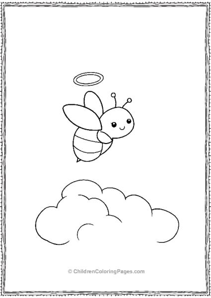 Bee Flying Above Cloud With Halo Free PDF Printable