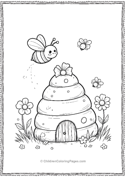 Bee Flying Around A Beehive Free PDF Printable