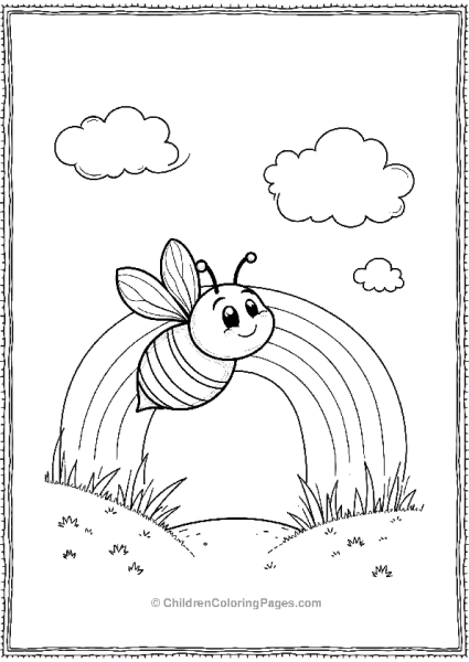 Bee Flying Over A Rainbow Free PDF Printable