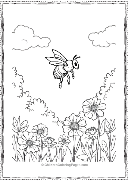 Bee Flying Over Flowers Free PDF Printable