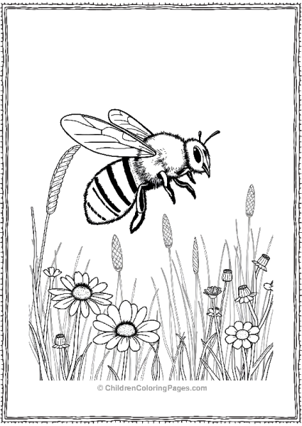 Bee Flying Through A Field Of Flowers Free PDF Printable