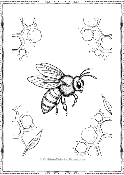 Bee Flying Through Honeycomb Free PDF Printable