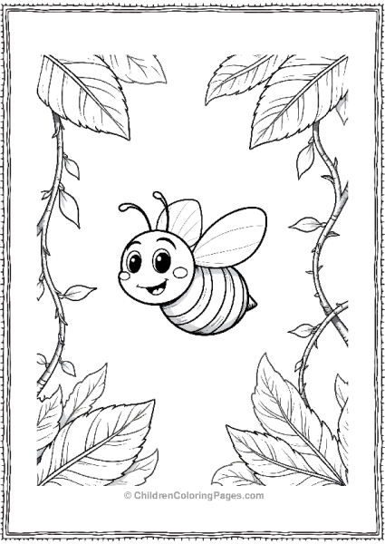 Bee Flying Through Leaves Free PDF Printable