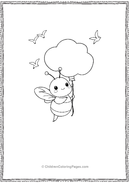 Bee Holding A Cloud Balloon Free PDF Printable