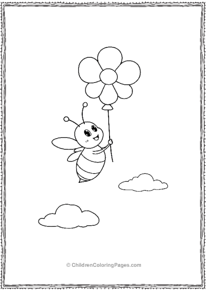 Bee Holding Flower Balloon Free PDF Printable